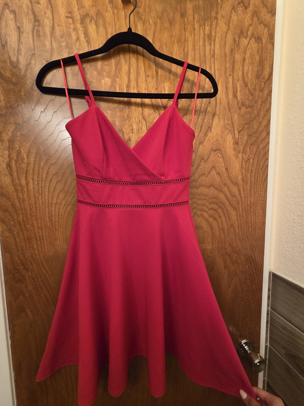 Francesca's Collections Red Spaghetti-Strap A-Line Dress